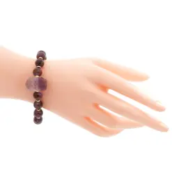 ลักษ์ มงคล สร้อยข้อมือโป่งข่าม แอเมทิสต์และฮีมาไทต์ พร้อมชาร์มโป่งข่ามแอเมทิสต์ แกะสลักท้าวเวสสุวรรณ - Image 2