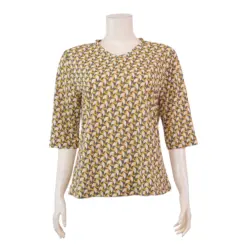 เอ็มเคเค เสื้อเบลาส์คอวี แขนกระบอกยาว 3 ส่วน ผ้ายืดเวเนเซีย - Image 2