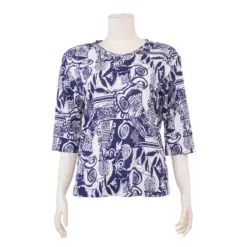 เอ็มเคเค เสื้อเบลาส์คอวี แขนกระบอกยาว 3 ส่วน ผ้ายืดเวเนเซีย - Image 3