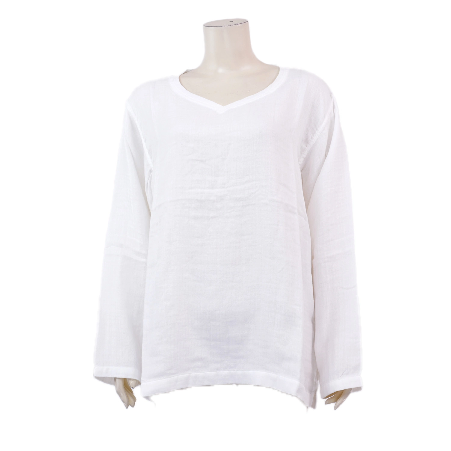 ราชาอูชิโน เสื้อคอวี แขนยาว สีขาว - Image 2