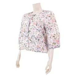 มินนะ เสื้อคอกลม แขนพองยาว 4 ส่วน ผ้าแมตต์ซาติน พิมพ์ลายดอกไม้ - Image 2