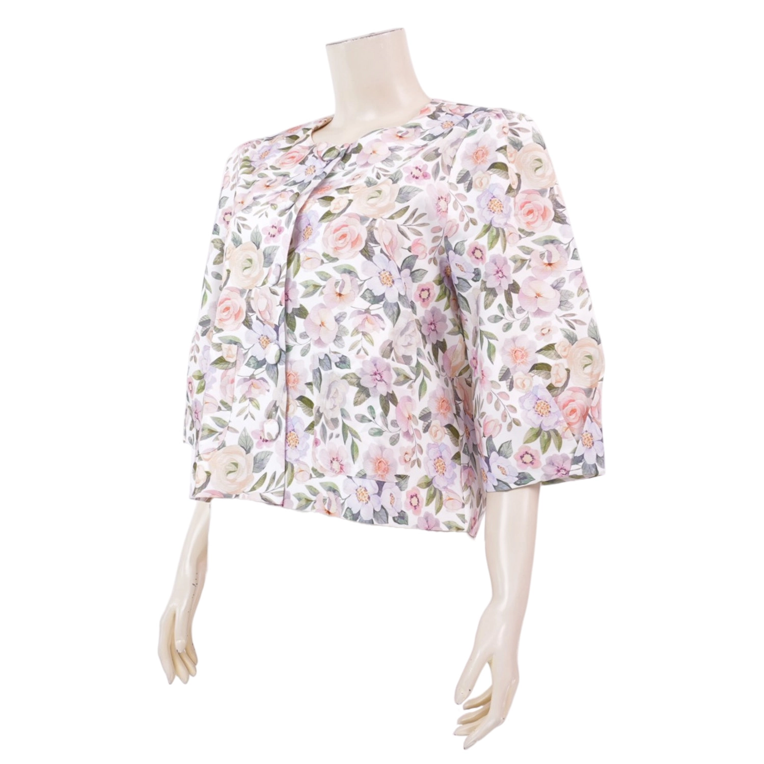 มินนะ เสื้อคอกลม แขนพองยาว 4 ส่วน ผ้าแมตต์ซาติน พิมพ์ลายดอกไม้ - Image 2