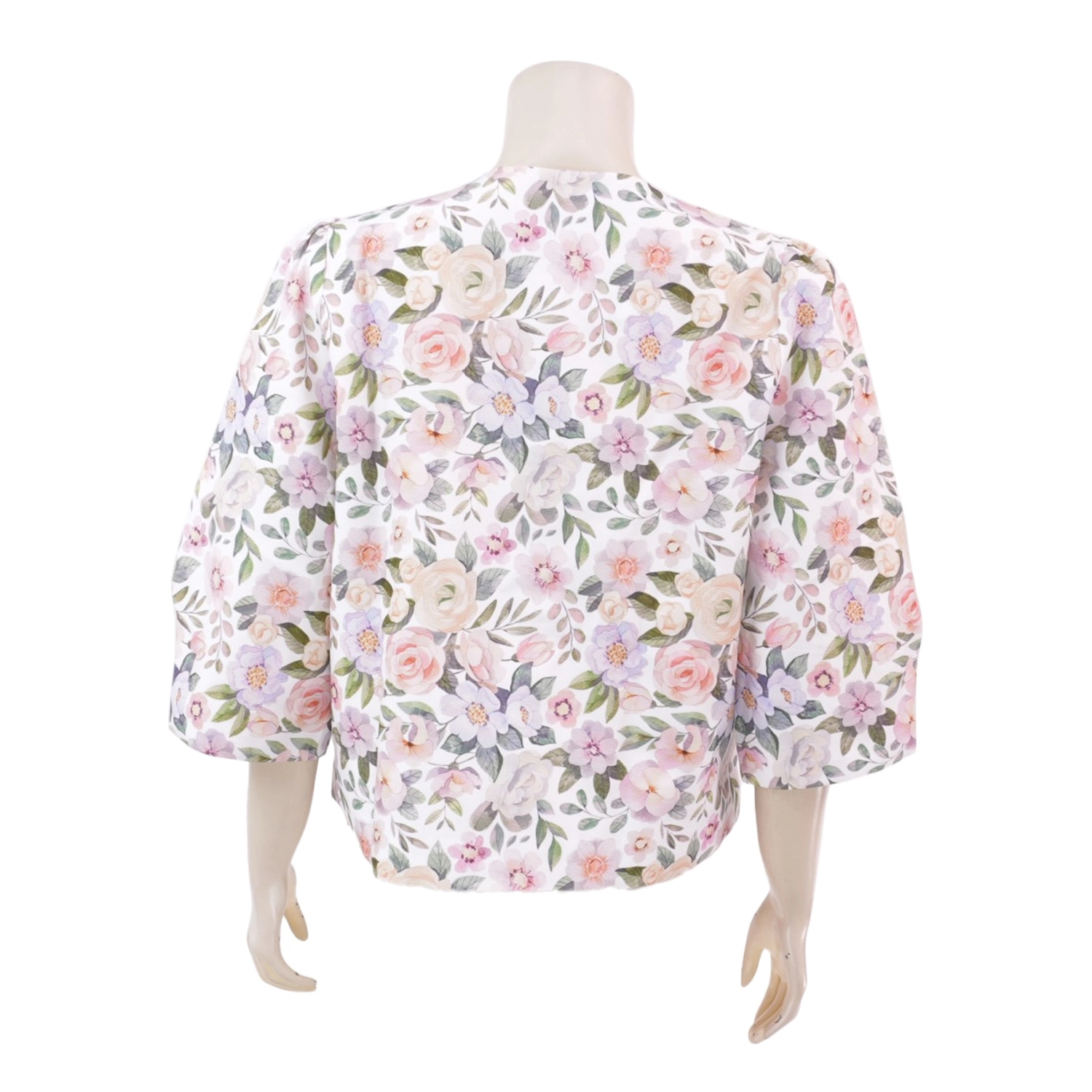 มินนะ เสื้อคอกลม แขนพองยาว 4 ส่วน ผ้าแมตต์ซาติน พิมพ์ลายดอกไม้ - Image 3