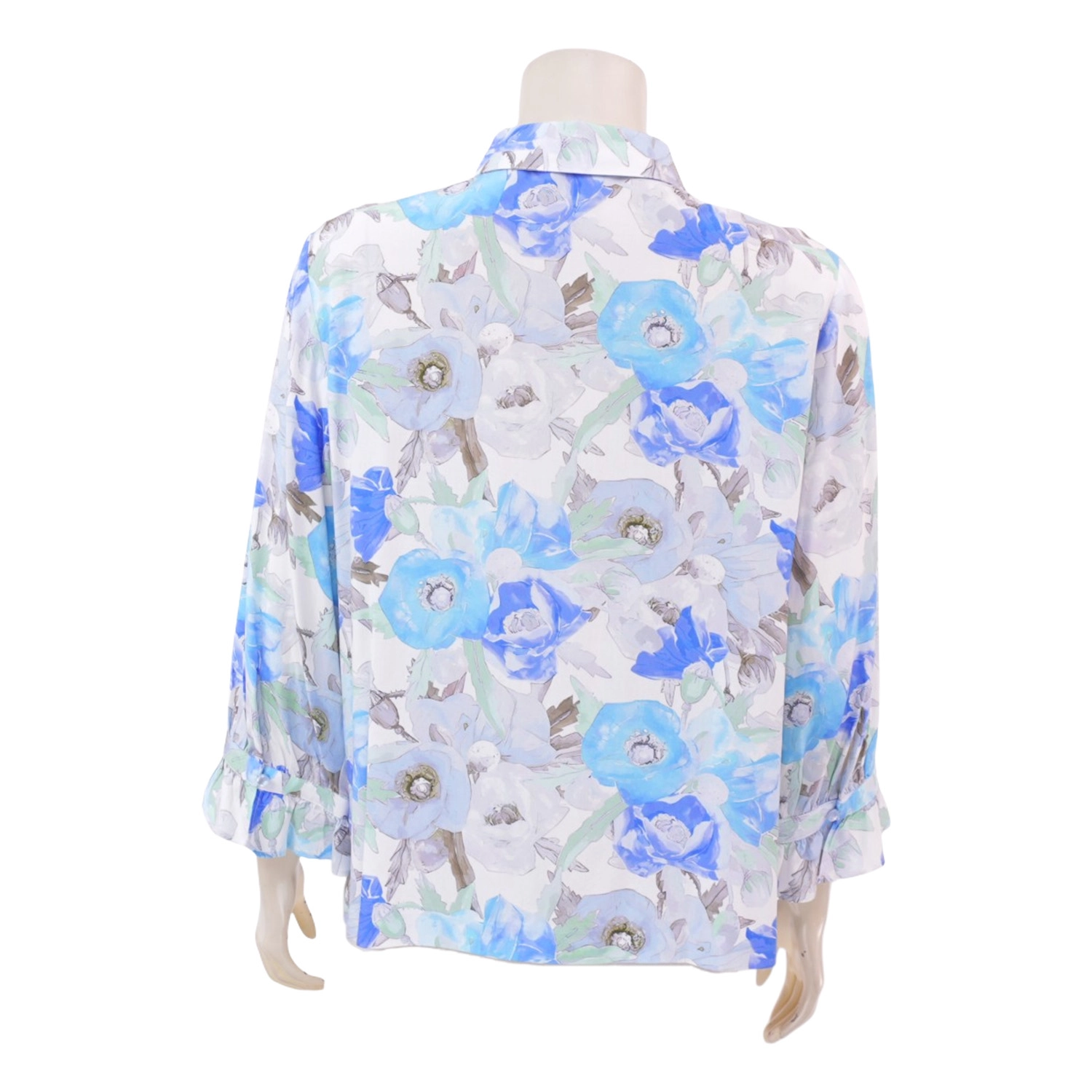 มินนะ เสื้อคอปก แขนยาว 5 ส่วน แต่งระบายปลายแขน ผ้าเรยอนพิมพ์ลายดอกไม้ - Image 3