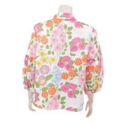 มินนะ เสื้อคอปก แขนพองยาว 4 ส่วน ผ้าคอตตอนแฟนซี พิมพ์ลายดอกไม้ - Image 3