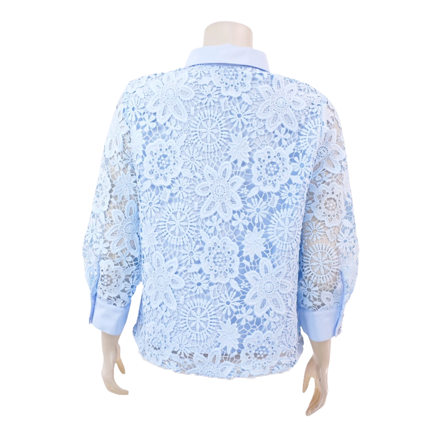 มินนะ เสื้อคอปก แขนกระบอกยาว 5 ส่วน ผ้าลูกไม้ทอลายแฟนซี - Image 3