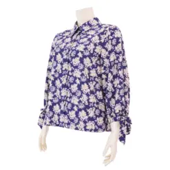 มินนะ เสื้อคอปก แขนพองยาว 5 ส่วน ผ้าแมตต์ซาติน พิมพ์ลายดอกไม้ - Image 2