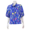 มิกิโกะ  เสื้อคอจีนแต่งสายผูกโบ แขนทรงกระบอก ยาว 3 ส่วน ผ้าโดบี้ลายดอกไม้