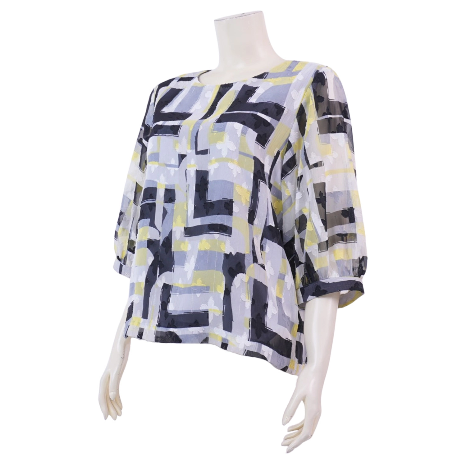 มิกิโกะ เสื้อเบลาส์คอปาด แขนยาว 3 ส่วน ผ้าชีฟองอุรากีรี่ - Image 2