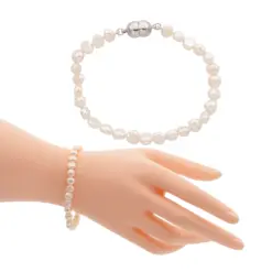 เม็งเฮง ไข่มุก เซตสร้อยคอและ สร้อยข้อมือมุกเคชิ ตัวล็อกเงิน925