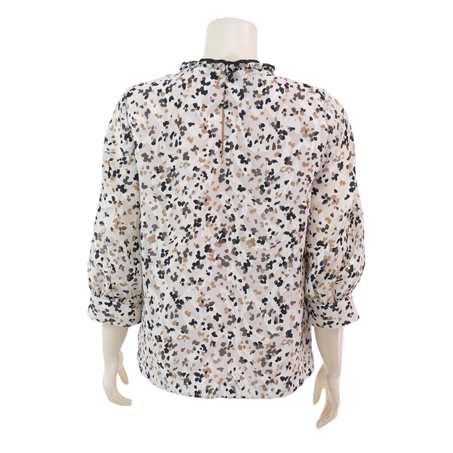 เรอ๊อง เสื้อเบลาส์คอกลม แต่งระบาย แขนยาว 4 ส่วน ผ้าชีฟองอุรากีรี่ - Image 3
