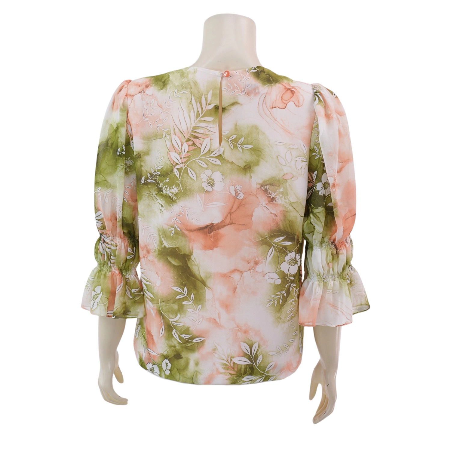 เรอ๊อง เสื้อเบลาส์คอปาด แขนยาว 3 ส่วน ผ้าชีฟองปริ้นท์ - Image 3