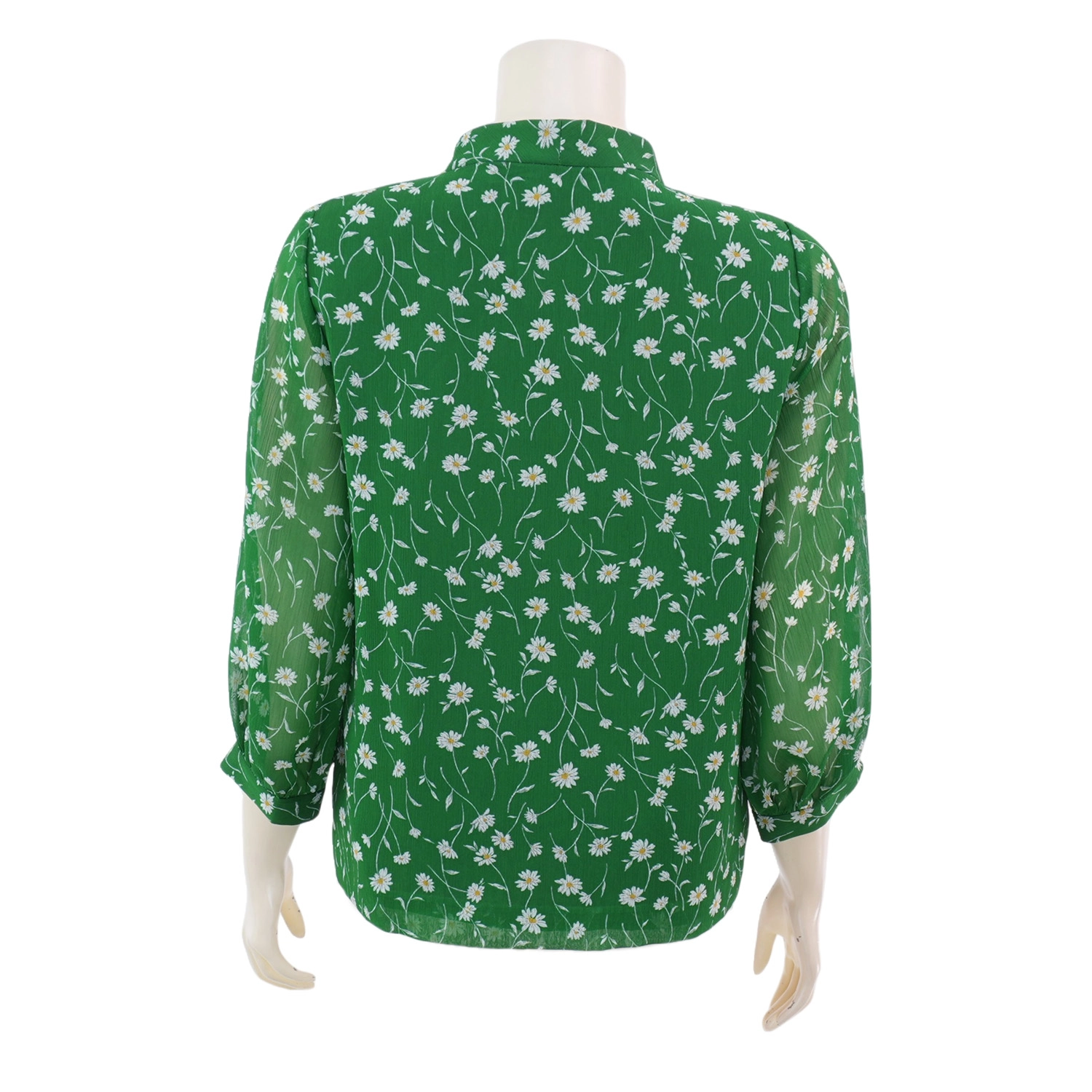 เรอ๊อง เสื้อเบลาส์คอวี แต่งสายผูกโบ แขนยาว 4 ส่วน ผ้าชีฟองอังโกร่า - Image 3