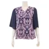 เรอ๊อง เสื้อเบลาส์คอวี แขนทรงระบาย ยาว 3 ส่วน ผ้าชีฟองฟ๊อค ลายเพสลีย์
