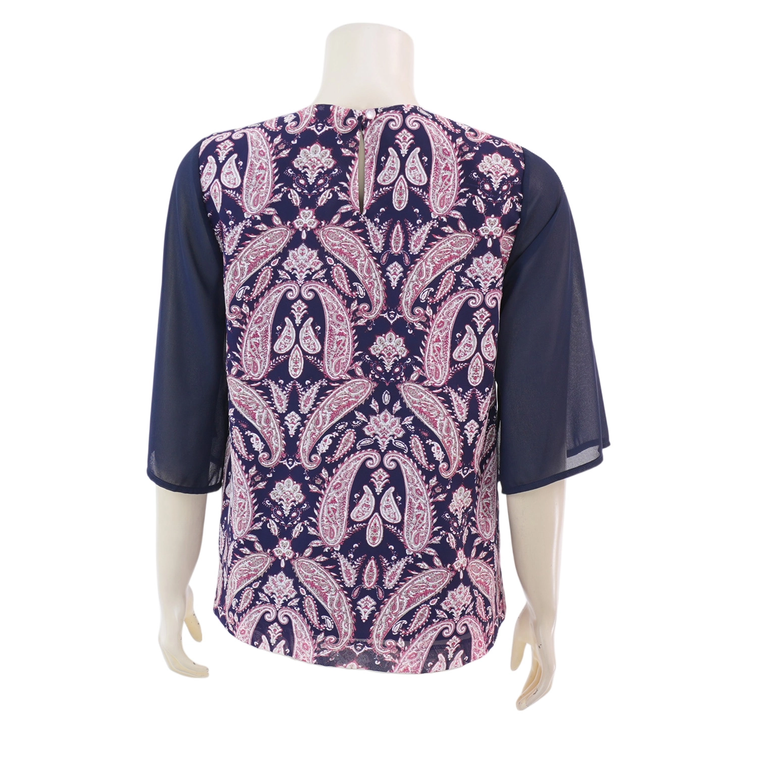 เรอ๊อง เสื้อเบลาส์คอวี แขนทรงระบาย ยาว 3 ส่วน ผ้าชีฟองฟ๊อค ลายเพสลีย์ - Image 3