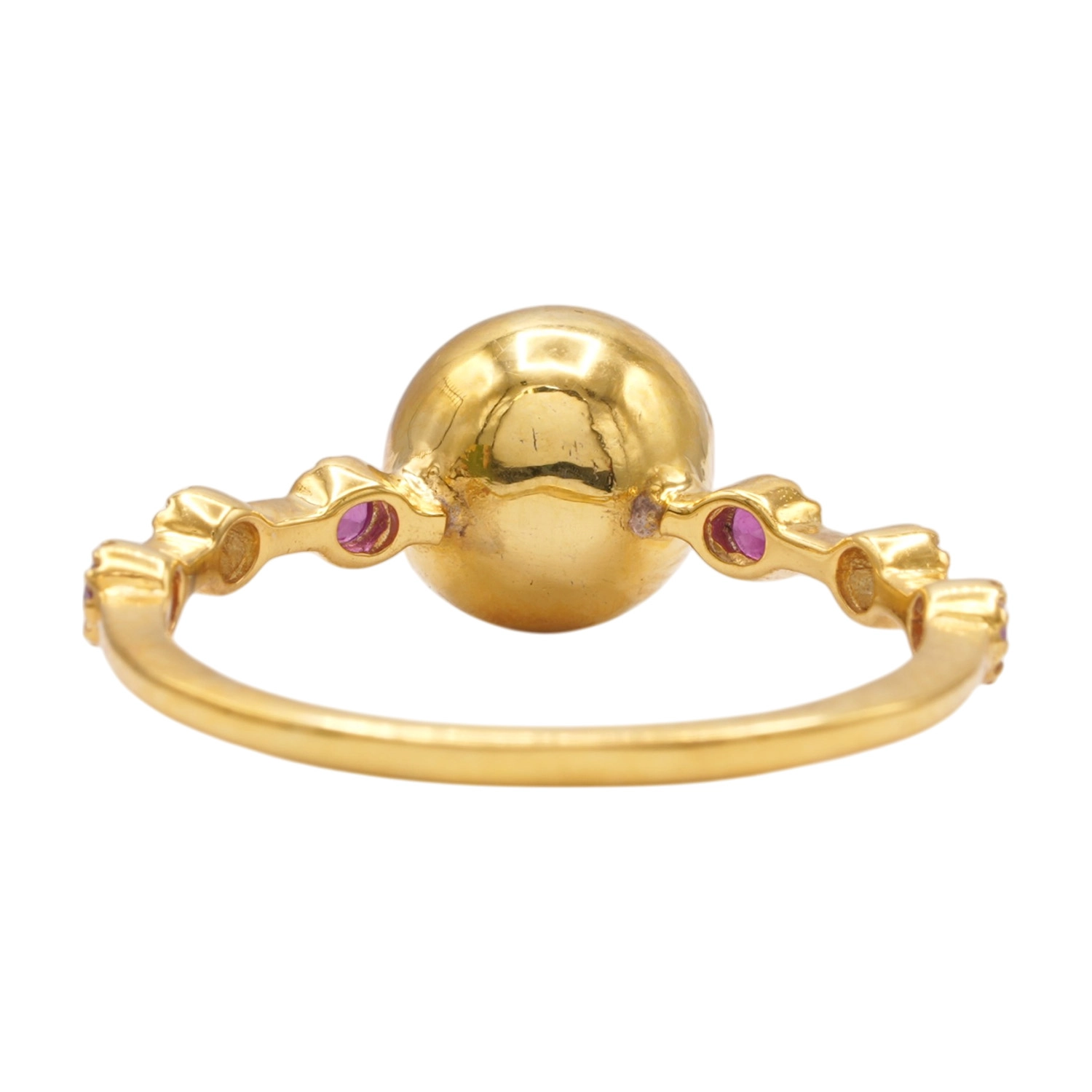 ศอศารา เจมส์ แหวนเงิน925 ชุบทอง18K ประดับมุก, ทับทิม และเซอร์คอนสีขาว - Image 4