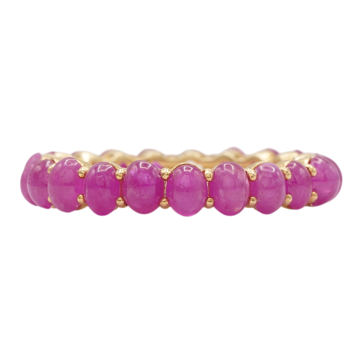 ลักซ์ จิวเวลรี่ แหวนเงิน925 ชุบทอง18K ดีไซน์ Eternity Ring ประดับทับทิมเจียระไนหลังเบี้ย