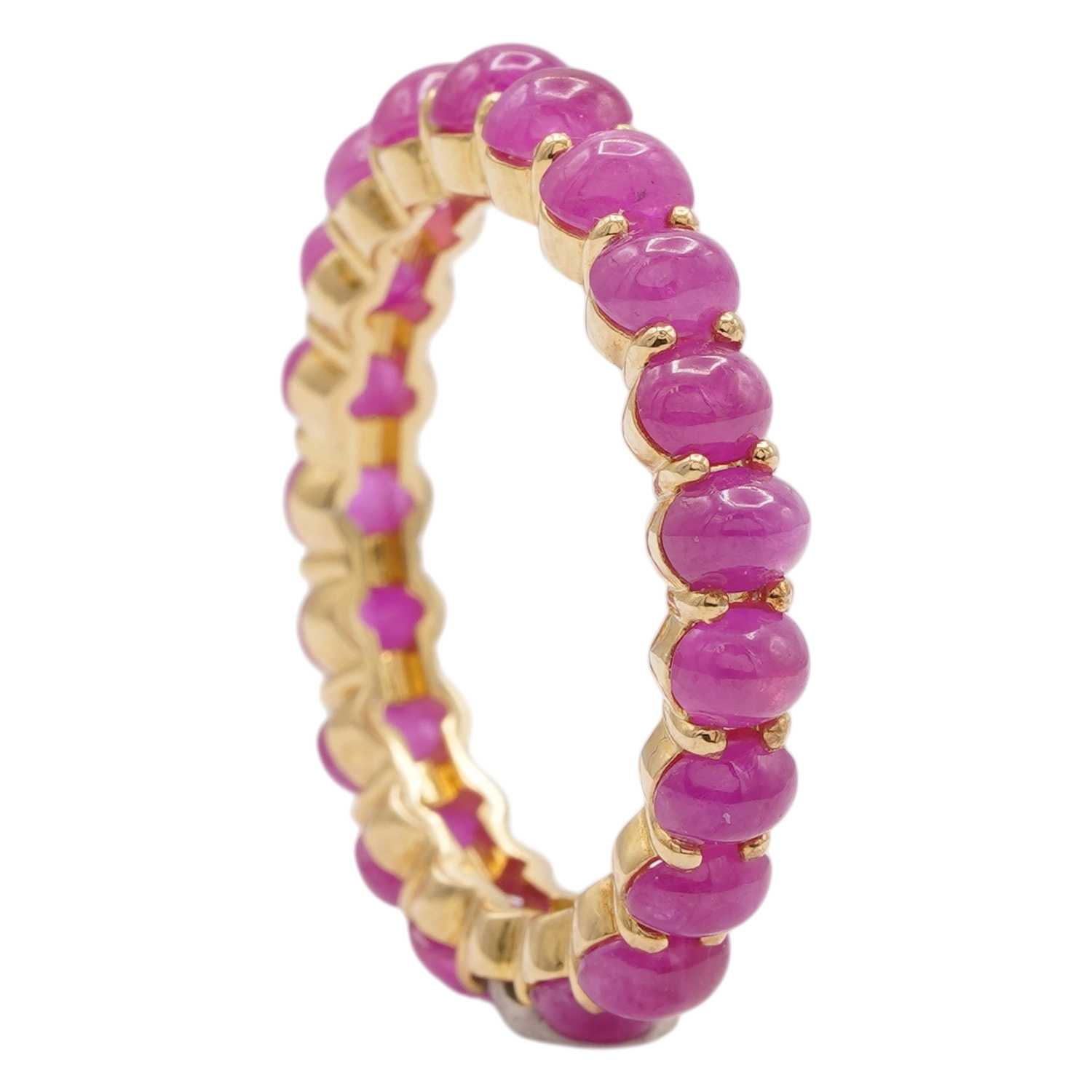 ลักซ์ จิวเวลรี่ แหวนเงิน925 ชุบทอง18K ดีไซน์ Eternity Ring ประดับทับทิมเจียระไนหลังเบี้ย - Image 3