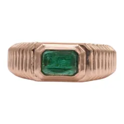 ลักซ์ จิวเวลรี่ แหวนเงิน925 ชุบทอง18K ประดับมรกต Emerald Cut