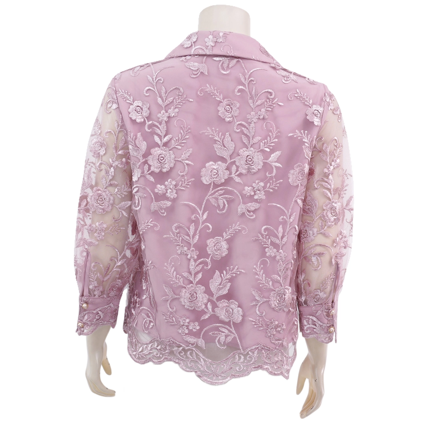 มินนะ เสื้อคอปก แขนกระบอกยาว 5 ส่วน ผ้าลูกไม้ปักลายแฟนซี - Image 3