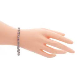 ลิตเติ้ล พริตตี้ ติงส์ สร้อยข้อมือเงิน925 แบบเทนนิส ประดับแทนซาไนต์ และเพชรสีขาว