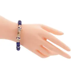 ลักษ์ มงคล สร้อยข้อมือลาพิส ลาซูลี และฮีมาไทต์ ประดับชาร์ม ทรงตะกรุด บรรจุสีผึ้ง  หลวงพ่อผินะ วัดสนมลาว จังหวัดสระบุรี