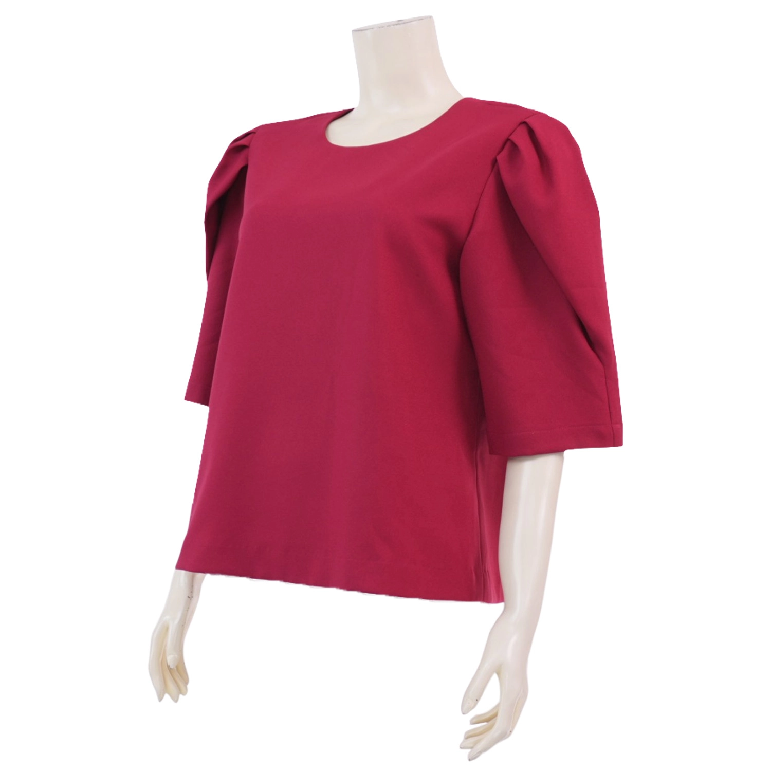 อาลิย่า เสื้อเบลาส์คอปาด แขนกระบอกยาว 3 ส่วน ผ้ามอสเครป - Image 2