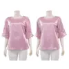 อาลิย่า เสื้อเบลาส์คอปาด  แขนกระบอกยาว 3 ส่วน ผ้าซาติน
