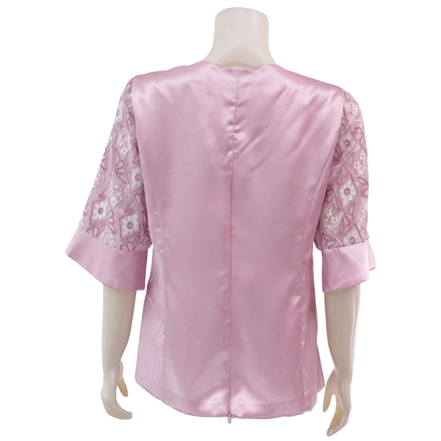 อาลิย่า เสื้อเบลาส์คอปาด แขนกระบอกยาว 3 ส่วน ผ้าซาติน - Image 5