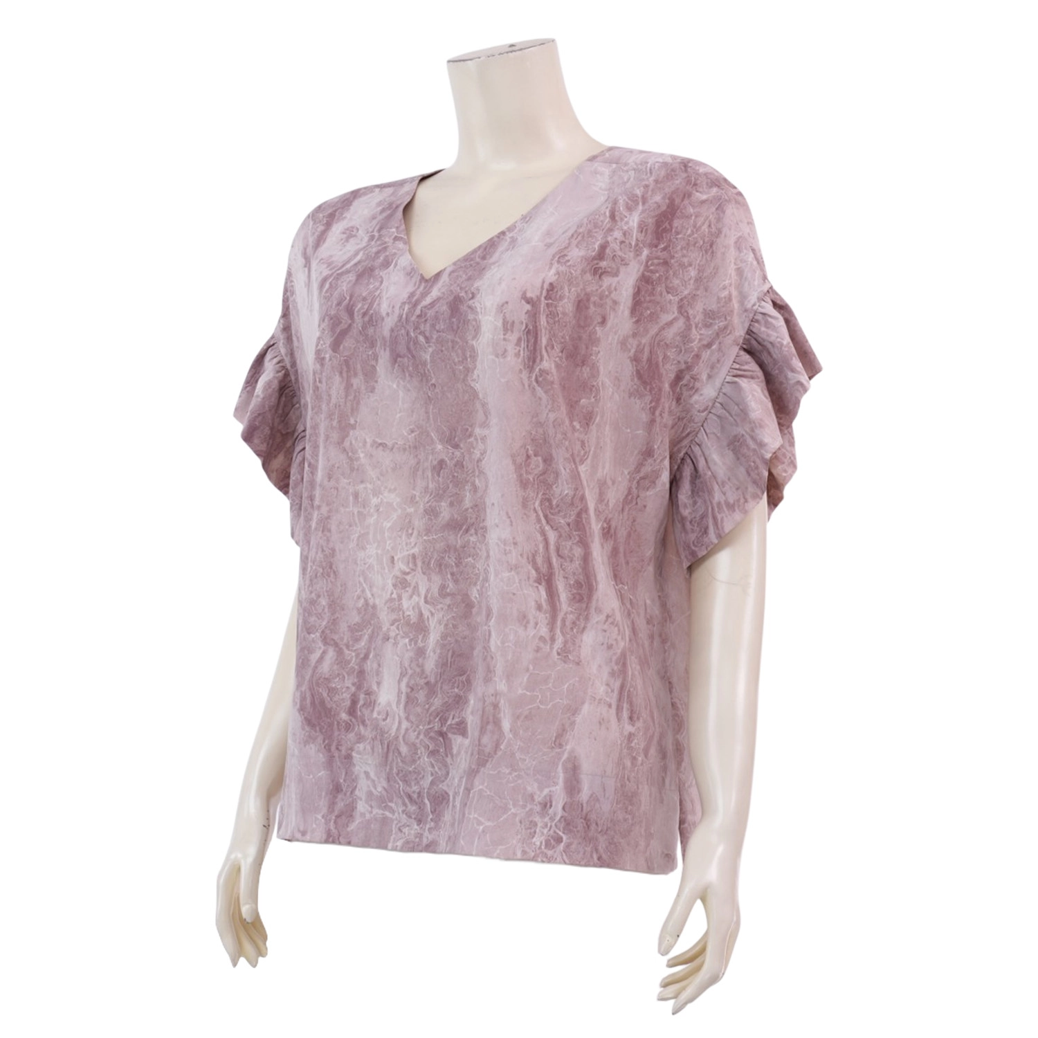 อาลิย่า เสื้อเบลาส์คอวี แขนกระบอกยาว 3 ส่วน ผ้าพีชสกิน - Image 2