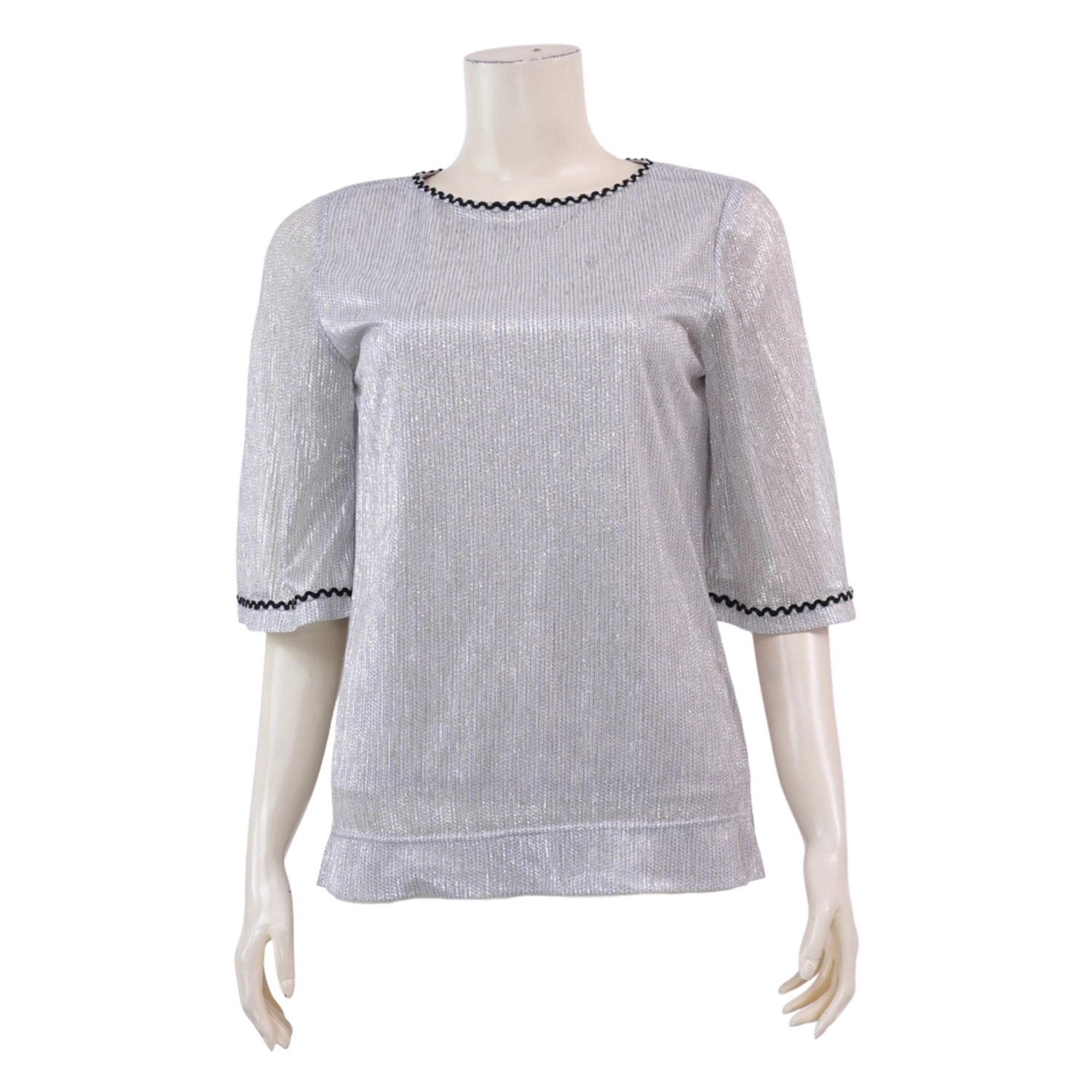 อาลิย่า เสื้อเบลาส์คอปาด แขนกระบอกยาว 3 ส่วน ผ้ายืดแฟนซี