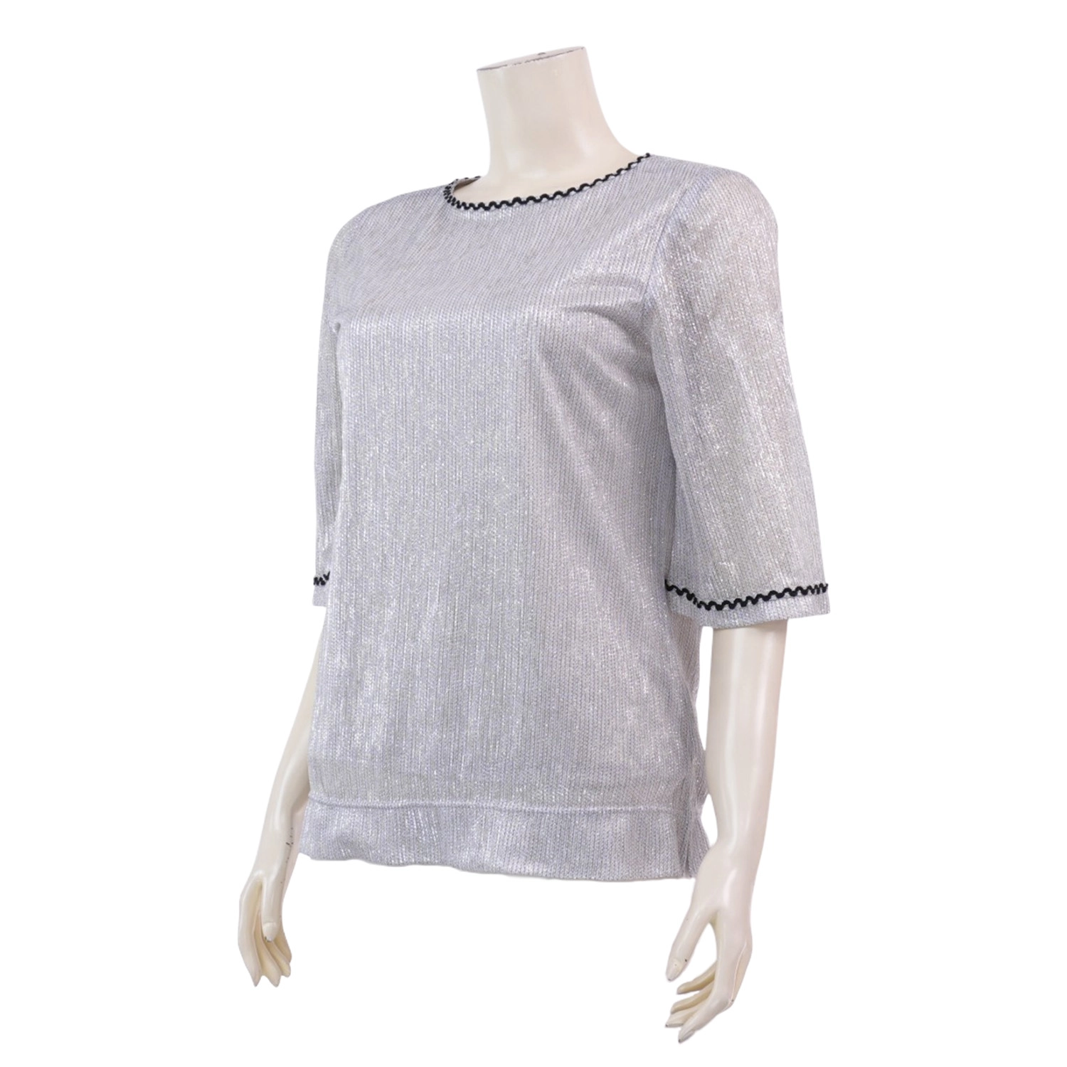 อาลิย่า เสื้อเบลาส์คอปาด แขนกระบอกยาว 3 ส่วน ผ้ายืดแฟนซี - Image 2