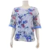อาลิย่า เสื้อเบลาส์คอกลม  แขน 3 ส่วน ปลายแขนแต่งระบาย  ผ้าลูกไม้ราเชล