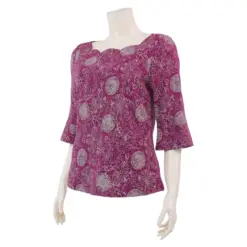 อาลิย่า เสื้อเบลาส์คอปาด แขนกระบอก ยาว 3 ส่วน ผ้าลูกไม้ราเชล - Image 2