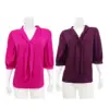 มิกิโกะ เสื้อเบลาส์คอวี แขน 3 ส่วน ผ้าดัชเชลซาติน