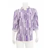 มิกิโกะ เสื้อเบลาส์คอวี แขน 3 ส่วน ผ้าดัชเชลซาติน