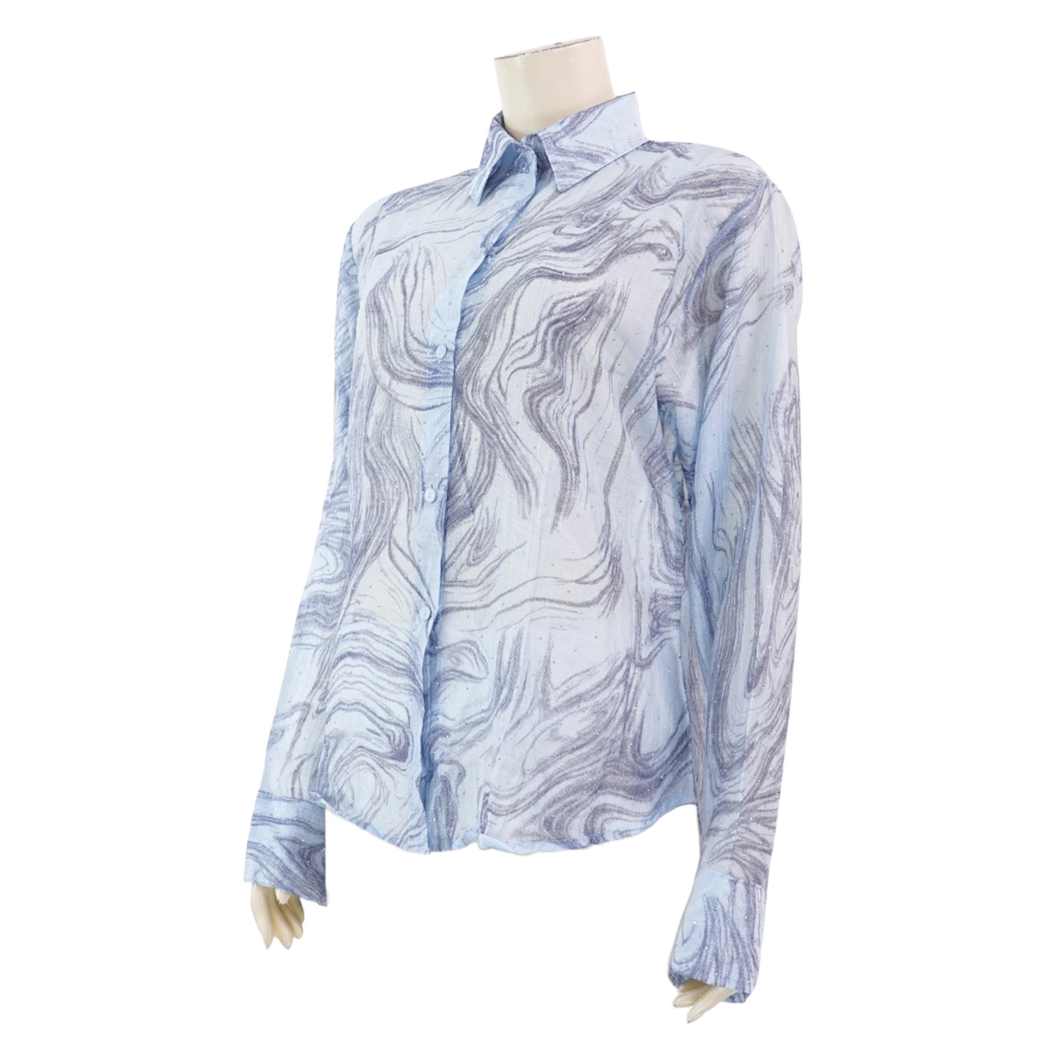เซอร์ซี เกรส เสื้อคอปก แขนยาว ลายหินอ่อน - Image 2