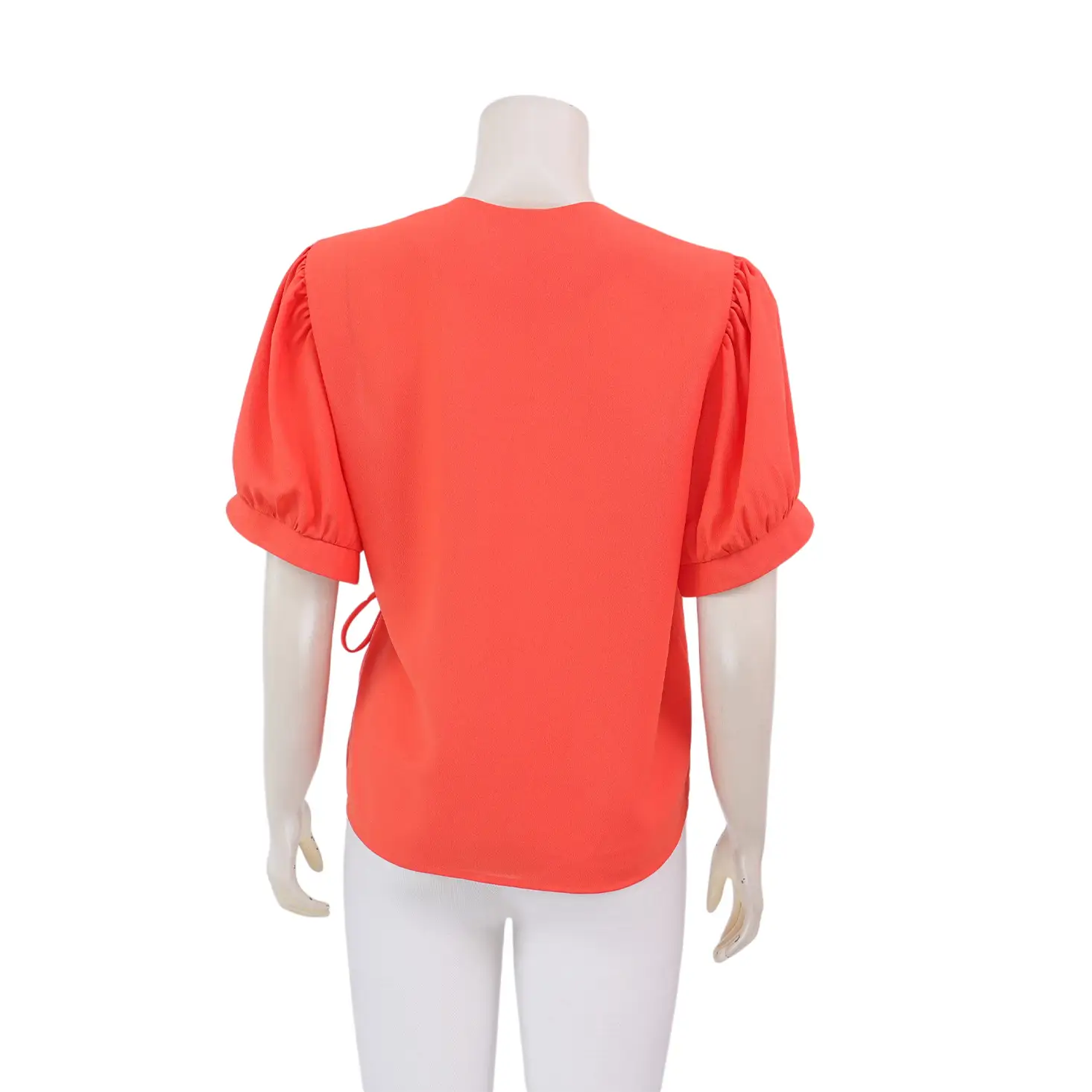อะมิร่า เสื้อเบลาส์คอวี แขนสั้นทรงบอลลูน ผ้าชีฟองโดบี้ - Image 2