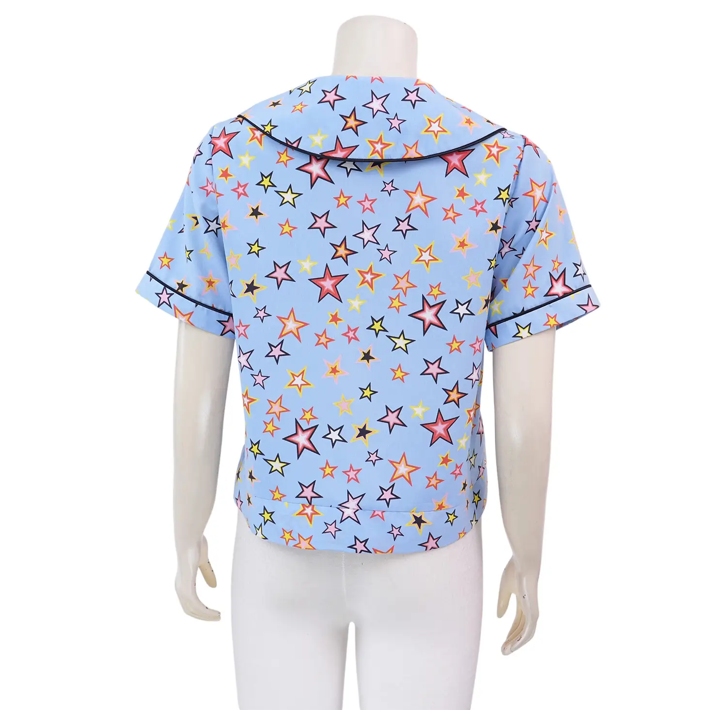 อะมิร่า เสื้อคอวีแต่งปก แขนสั้นทรงกระบอก ผ้าพีชสกิน - Image 3