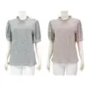 อะมิร่า เสื้อเบลาส์คอกลม แขนสั้นทรงบอลลูน ผ้าพลีทแฟนซี