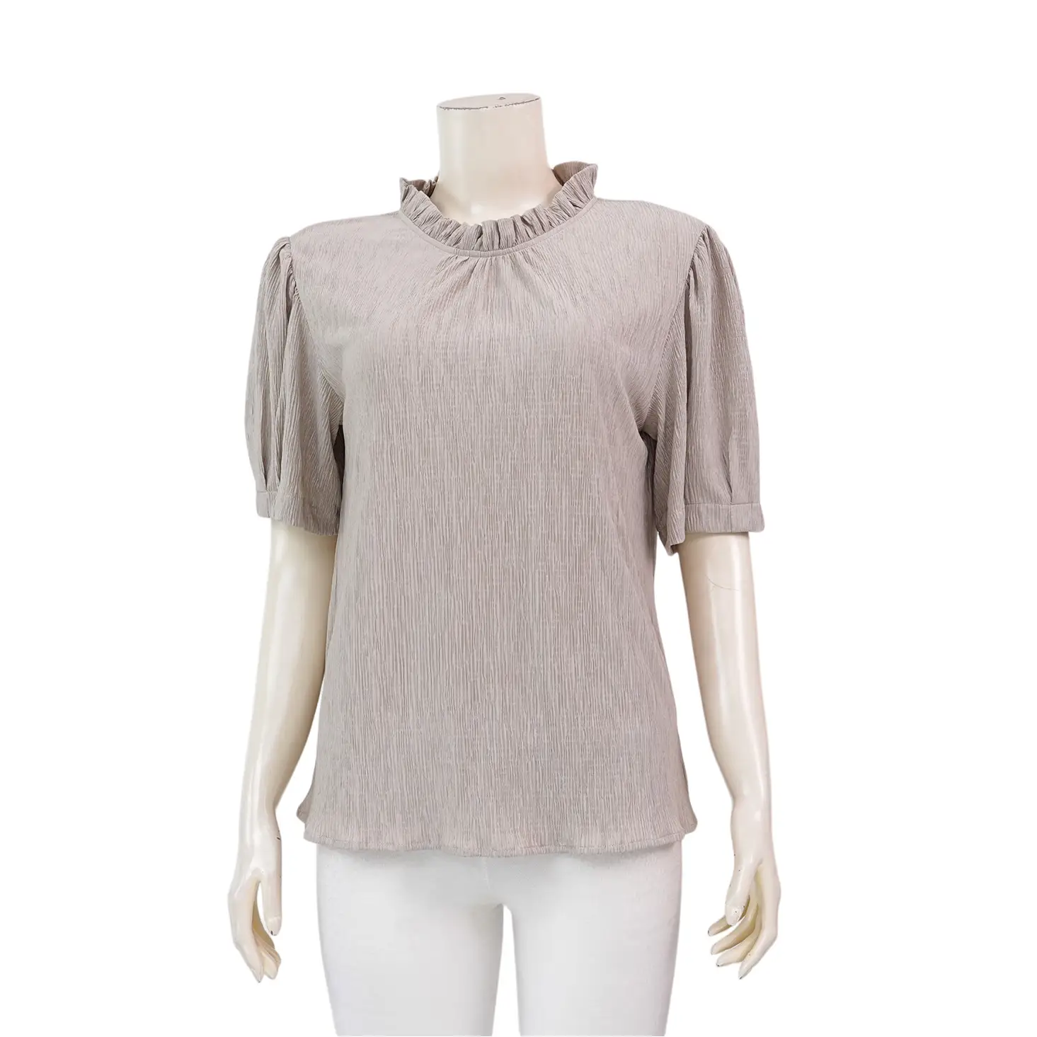 อะมิร่า เสื้อเบลาส์คอกลม แขนสั้นทรงบอลลูน ผ้าพลีทแฟนซี - Image 3