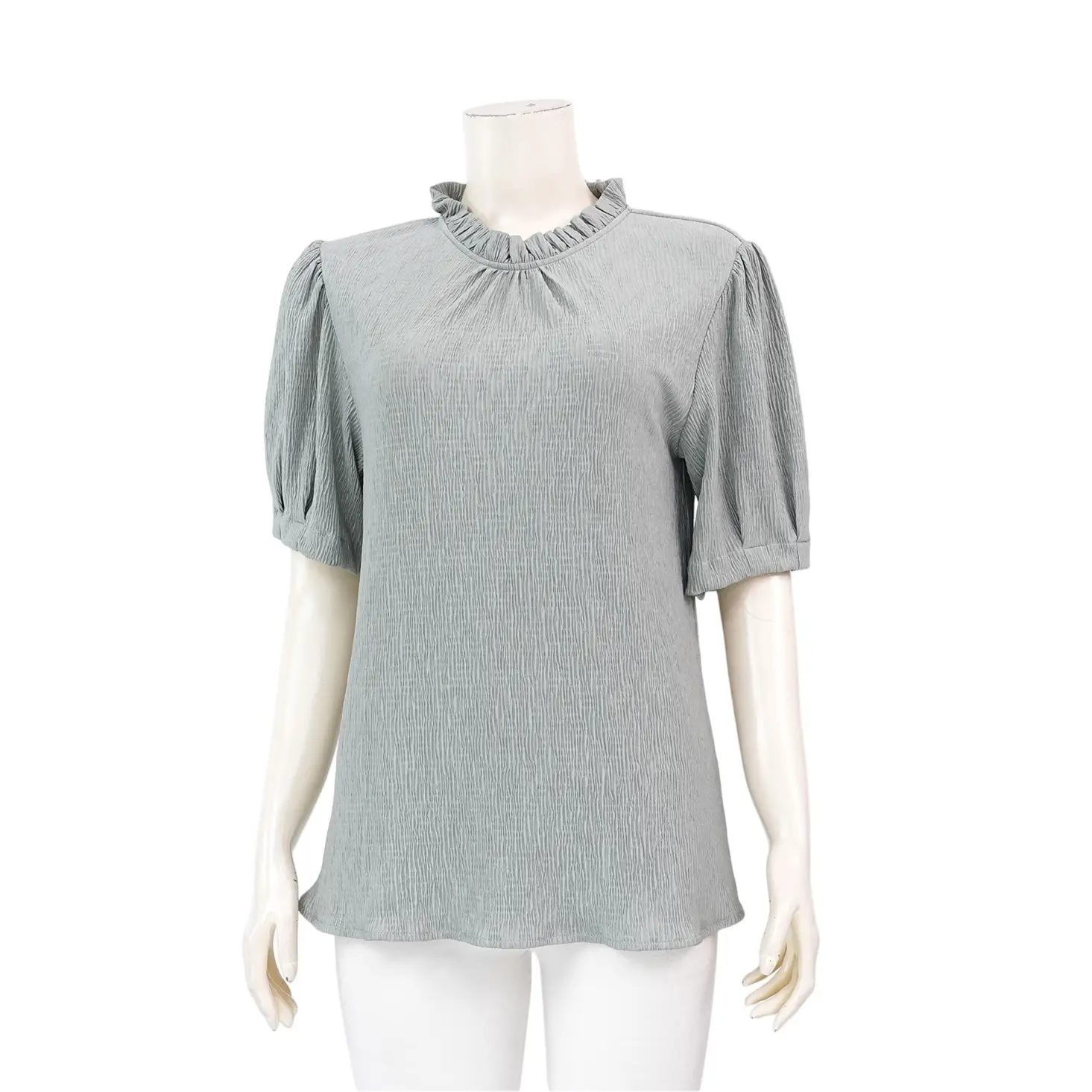 อะมิร่า เสื้อเบลาส์คอกลม แขนสั้นทรงบอลลูน ผ้าพลีทแฟนซี - Image 4