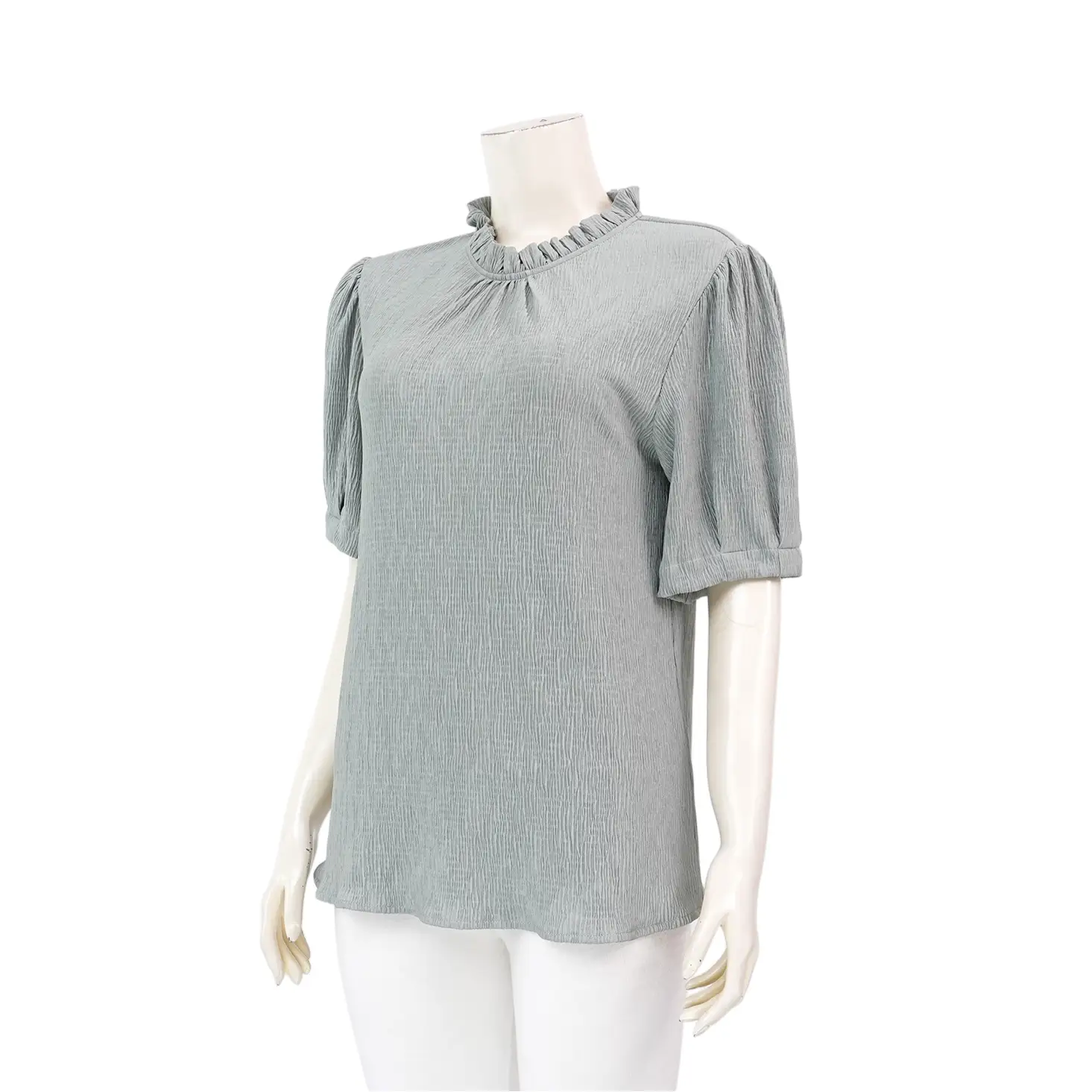 อะมิร่า เสื้อเบลาส์คอกลม แขนสั้นทรงบอลลูน ผ้าพลีทแฟนซี - Image 5