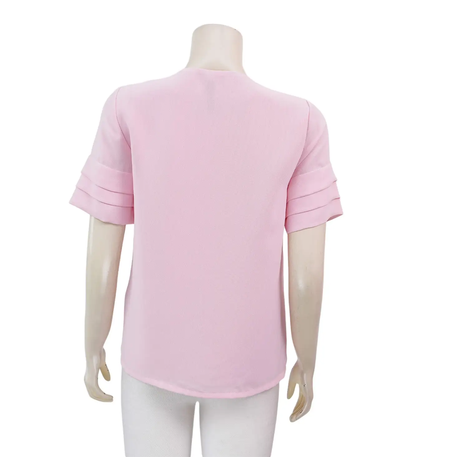 โออาร์ ดีไซน์ เสื้อเบลาส์คอวี แขนสั้นทรงกระบอก ผ้าชีราเมนท์ - Image 3