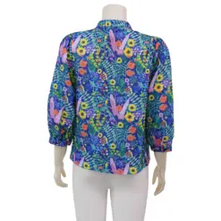 มินนะ เสื้อเบลาส์คอตั้ง แขนพองยาว 5 ส่วน พิมพ์ลายดอกไม้ - Image 3