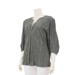 มิกิโกะ เสื้อเบลาส์คอวี แขนกระบอกยาว 3 ส่วน ผ้าพลีทแฟนซี - Image 2