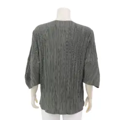 มิกิโกะ เสื้อเบลาส์คอวี แขนกระบอกยาว 3 ส่วน ผ้าพลีทแฟนซี - Image 3