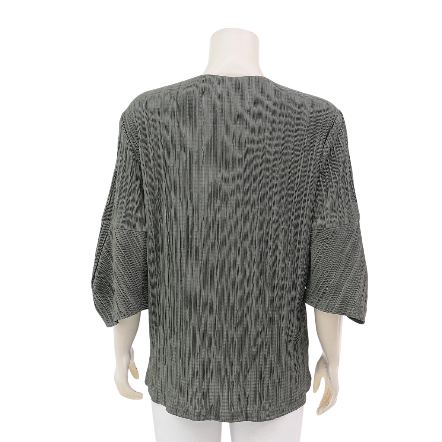 มิกิโกะ เสื้อเบลาส์คอวี แขนกระบอกยาว 3 ส่วน ผ้าพลีทแฟนซี - Image 3
