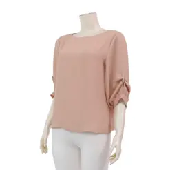 มิกิโกะ เสื้อเบลาส์คอปาด แขนกระบอกยาว 4 ส่วน ผ้าชีฟองชีราเมนท์ - Image 2