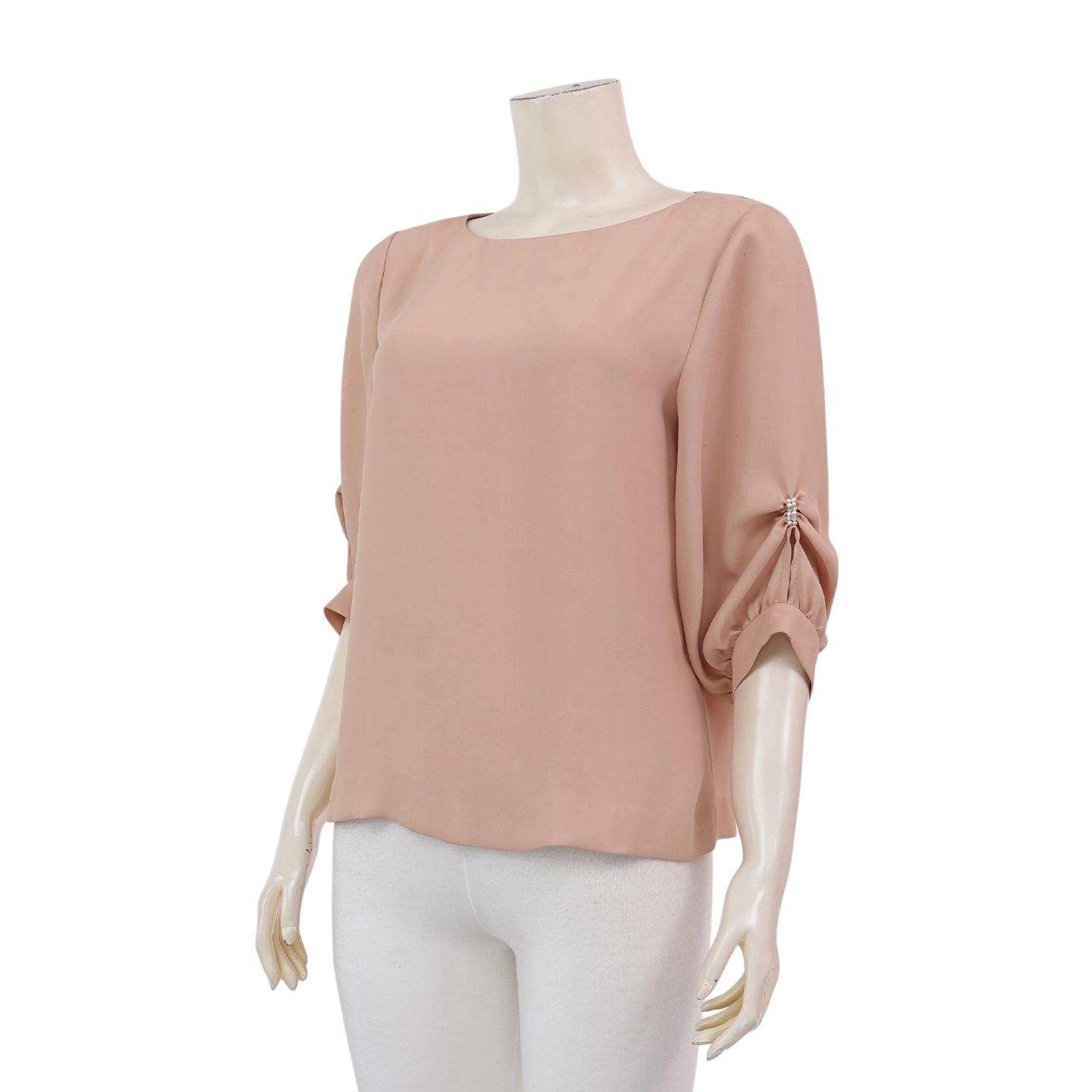 มิกิโกะ เสื้อเบลาส์คอปาด แขนกระบอกยาว 4 ส่วน ผ้าชีฟองชีราเมนท์ - Image 2